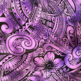 Pua Tatau Peachskin Fabric - Polynesian Tattoo Floral Print, 44/45" Width (1 Yard)