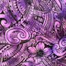 Pua Tatau Peachskin Fabric - Polynesian Tattoo Floral Print, 44/45" Width (1 Yard)