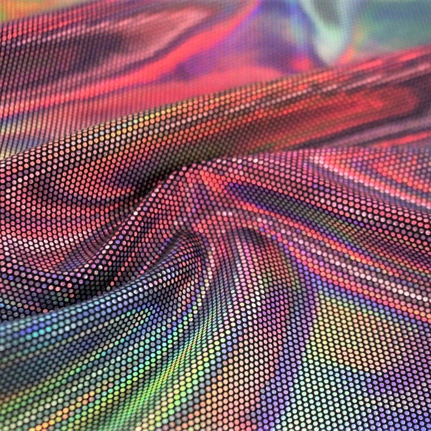 Foiled Spandex Rainbow Stretch Fabric