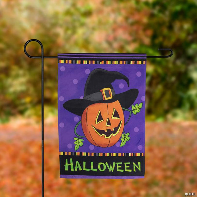 Pumpkin in a Witch Hat Outdoor Garden Flag 12.5" x 18"