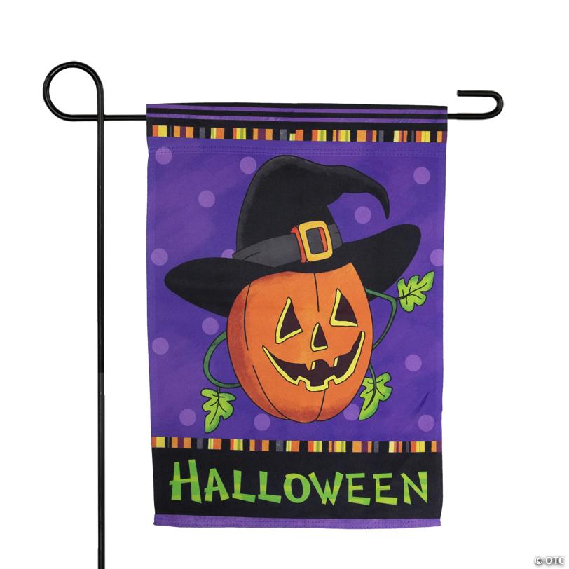 Pumpkin in a Witch Hat Outdoor Garden Flag 12.5" x 18"