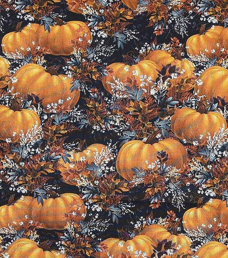 Quilting Cotton Pumpkins and Leaves Harvest Fall Theme