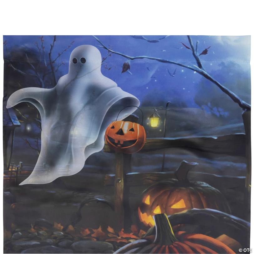 Pumpkins and Ghost Spooky Halloween Outdoor House Flag 28" x 40"