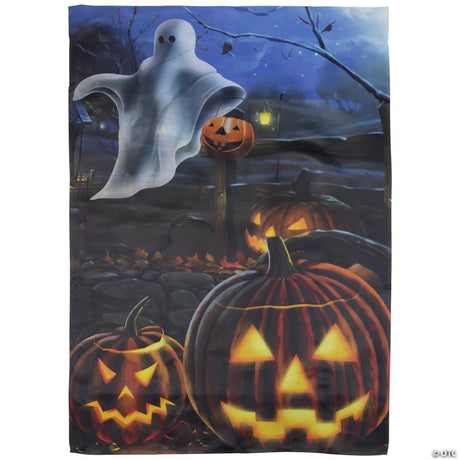 28" x 40" Pumpkins and Ghost Spooky Halloween Outdoor House Flag