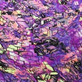 Montage Nylon Spandex Fabric - Jewel/Purple Multicolor Cube Print, Geometric Pattern, 58/60" Width (1 Yard)