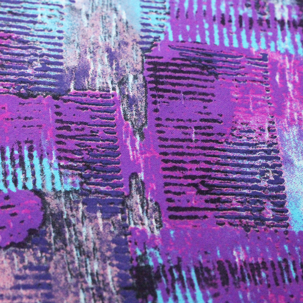 Patchwork Nylon Spandex Fabric - Blue And Pink Madras Plaid, 58-60" Width (1 Yard)