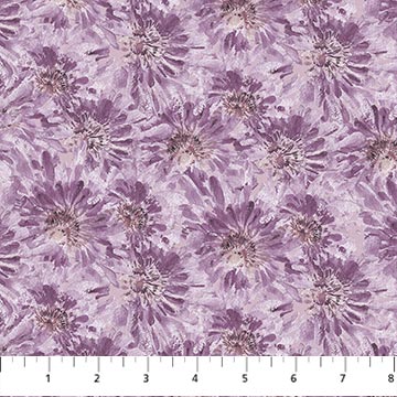 Cotton Floral Texture Flourish Fabric Purple 44/45"