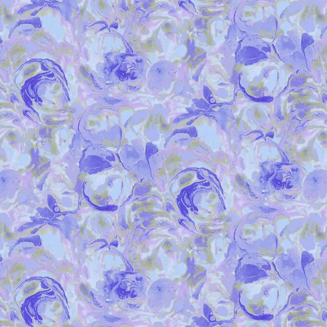 Cotton Wideback Fabric Purple Hydrangea Paint Swirls