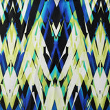 Perplexed Polyester Spandex Tricot Fabric - Multicolor Ikat Diamond Geometric, 58/60" Width (1 Yard)