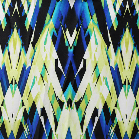 Perplexed Polyester Spandex Tricot Fabric - Multicolor Ikat Diamond Geometric, 58/60" Width (1 Yard)