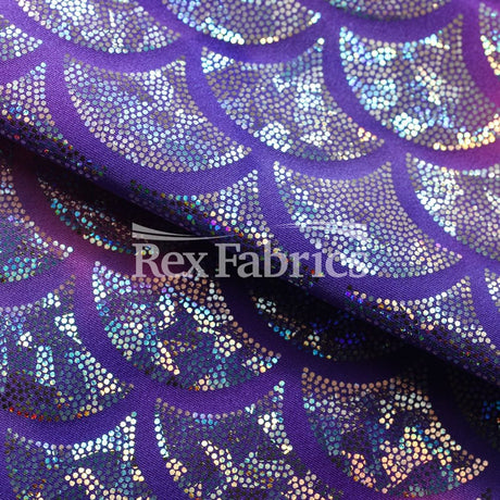 Tie Dye Monster Mermaid Nylon Spandex Fabric - Pink/Orange, Purple/Pink, Turquoise/Lime Hologram Fish Scale, 58/60" Width (1 Yard)