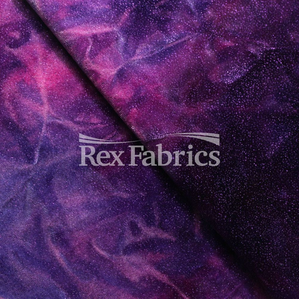 Crushed Tie Dye Velvet Polyester Spandex Velvet Fabric - Assorted Colors, Crushed Tie-Dye, 58/60" Width (1 Yard)
