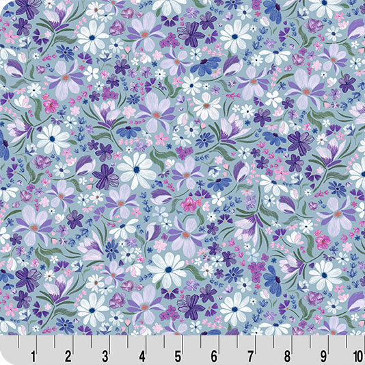 Purple Whispering Blooms Quilting Cuddle Fabric