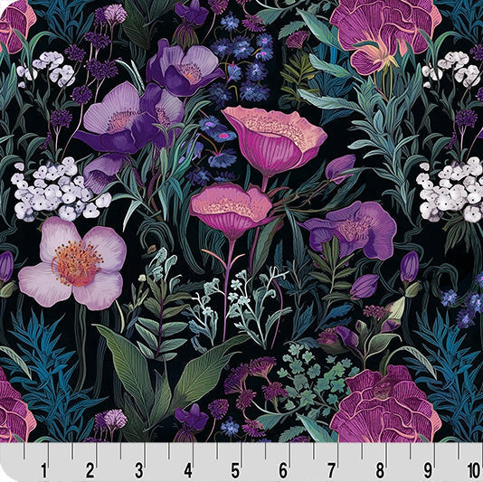 Purple Whispering Blooms Quilting Cuddle Fabric
