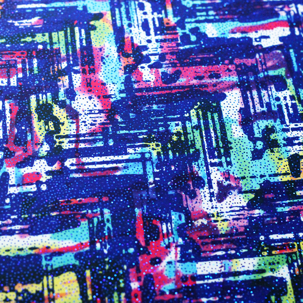 Chevron Tie Dye Polyester Spandex Fabric - Printed Chevron Pattern in Multicolor or Purple, 58-60" Width (1 Yard)