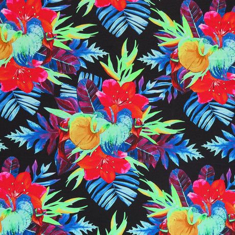 Swim Knit Nylon Spandex Purple Maui Luau Floral