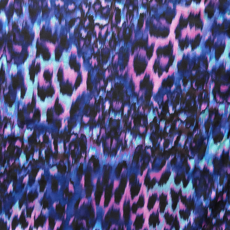 Poly Spandex Swimsuit Fabric Purple Pink Turquoise Cheetah