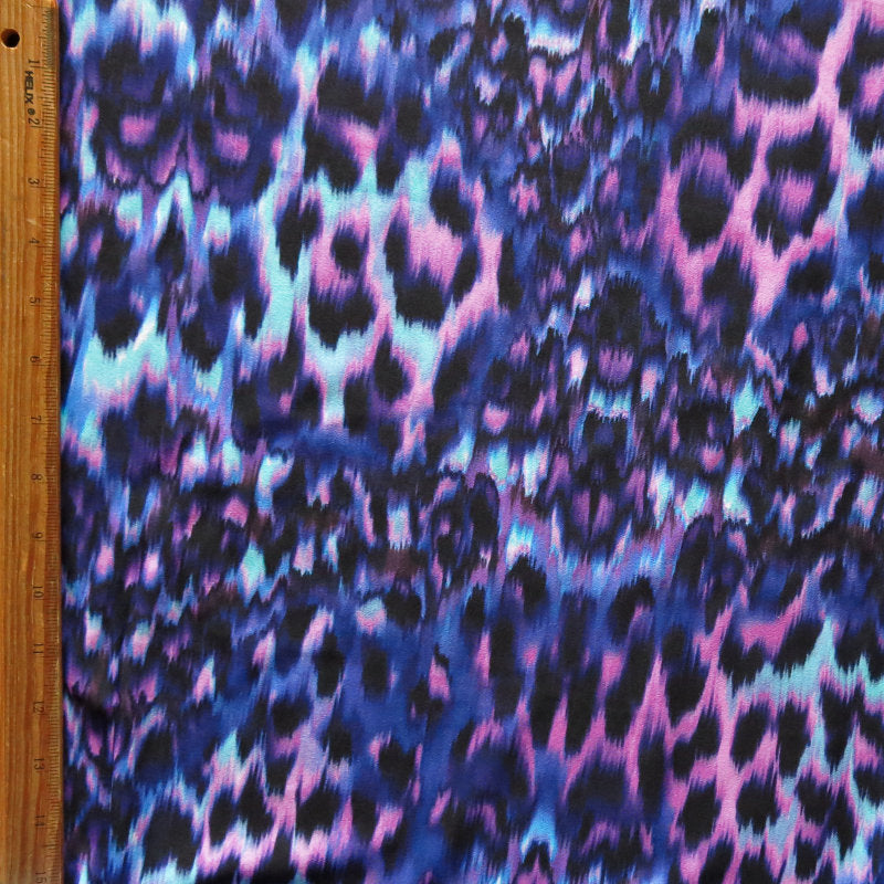 Poly Spandex Swimsuit Fabric Purple Pink Turquoise Cheetah