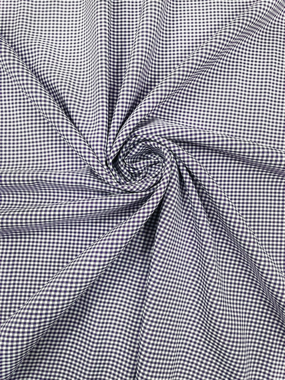 Gingham 1/8 Squares Polyester Poplin Fabric - Checkered Gingham, 60" Width (1 Yard)