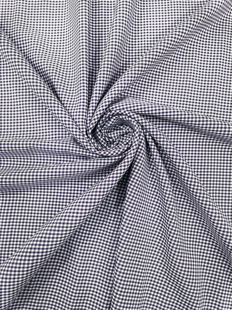 Gingham 1/8 Squares Polyester Poplin Fabric - Checkered Gingham, 60" Width (1 Yard)