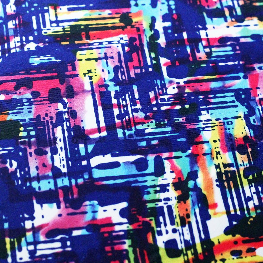 Chevron Tie Dye Polyester Spandex Fabric - Printed Chevron Pattern in Multicolor or Purple, 58-60" Width (1 Yard)