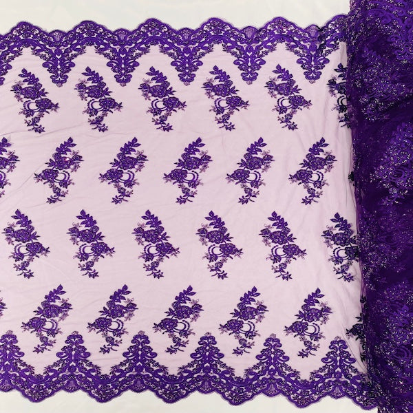 Beaded Lace Fabric Helena Floral 50" Width