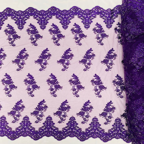 Beaded Lace Fabric Helena Floral 50" Width
