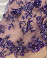 3D Beaded Floral Lace Fabric