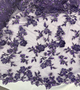 3D Beaded Floral Lace Fabric