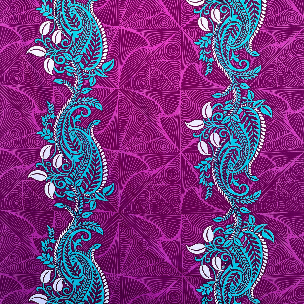 Paradise Floral Vines Cotton Fabric - Purple, Pine Green, Golden Brown, Floral Vine Print, 36" X 44-45" (1 Yard)