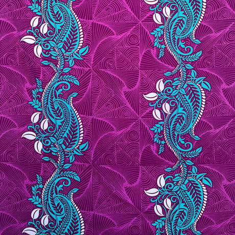 Paradise Floral Vines Cotton Fabric - Purple, Pine Green, Golden Brown, Floral Vine Print, 36" X 44-45" (1 Yard)