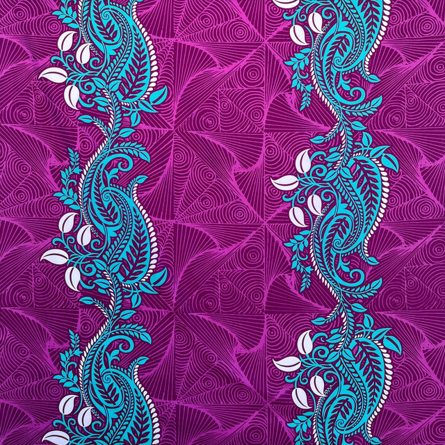 Paradise Floral Vines Cotton Fabric - Purple, Pine Green, Golden Brown, Floral Vine Print, 36" X 44-45" (1 Yard)