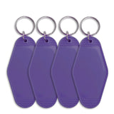 Retro Motel Keychain with Silver Ring - Purple (4 per Set)