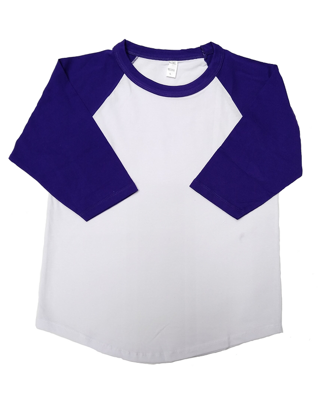 Lucky Friends Youth Raglan Cotton Fabric - Purple, Raglan, 3/4 Sleeve (1 Piece)