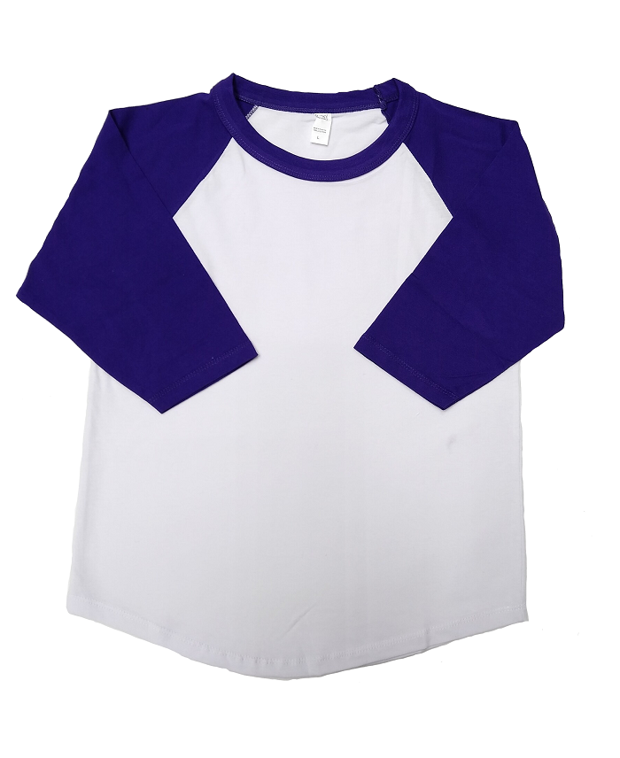 Lucky Friends Youth Raglan Cotton Fabric - Purple, Raglan, 3/4 Sleeve (1 Piece)