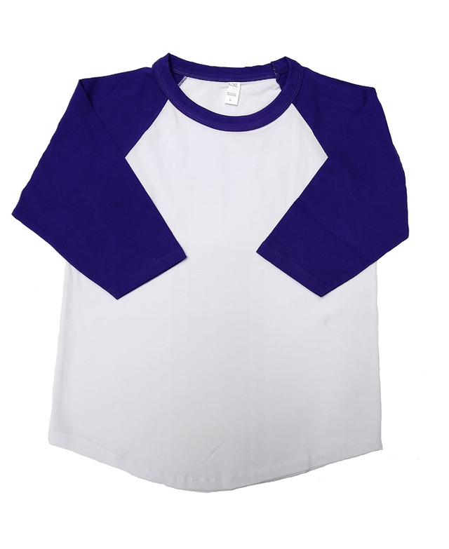 Lucky Friends Youth Raglan Cotton Fabric - Purple, Raglan, 3/4 Sleeve (1 Piece)