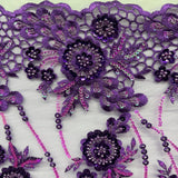 Beaded Sequined Floral Lace Fabric 53" Wide