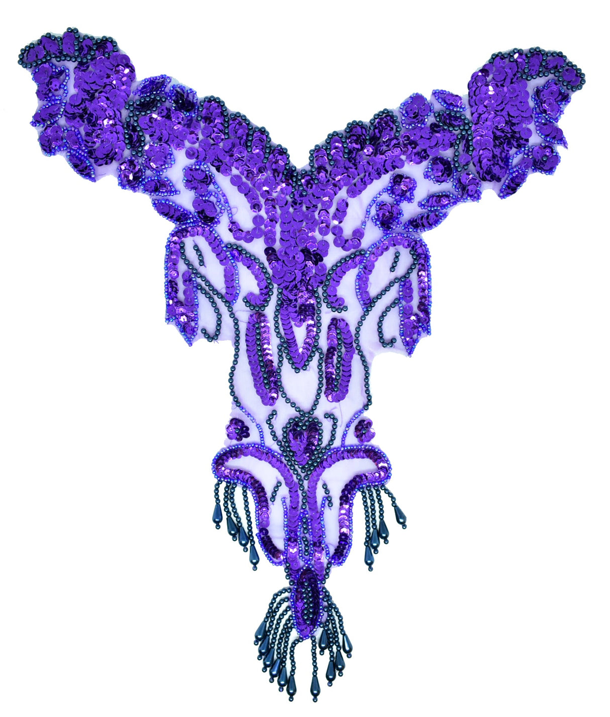 Beaded Sequins Applique 12x12 Dangling