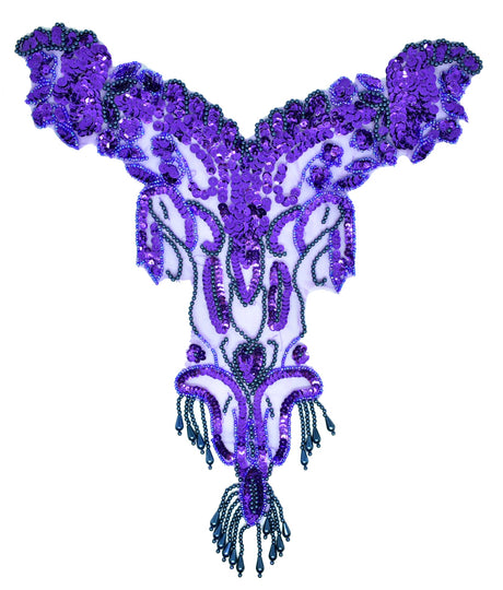 Beaded Sequins Applique 12x12 Dangling