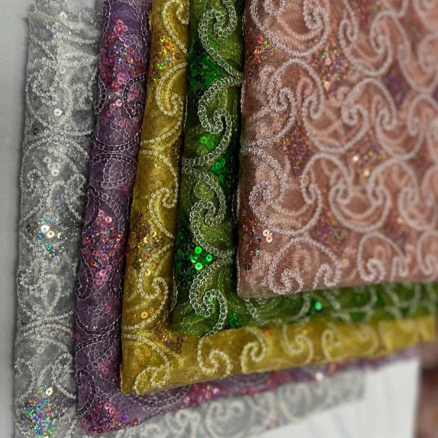 1 Yard Pyramid Lace Fabric by the Yard with Stretch and Sheen 55" Width