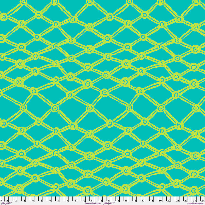 Cotton Wideback Fabric Aqua Nets 108"