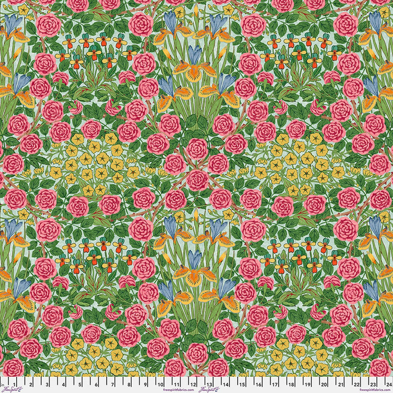 Cotton Wideback Fabric Campanula Seaglass Bedford Park 108"