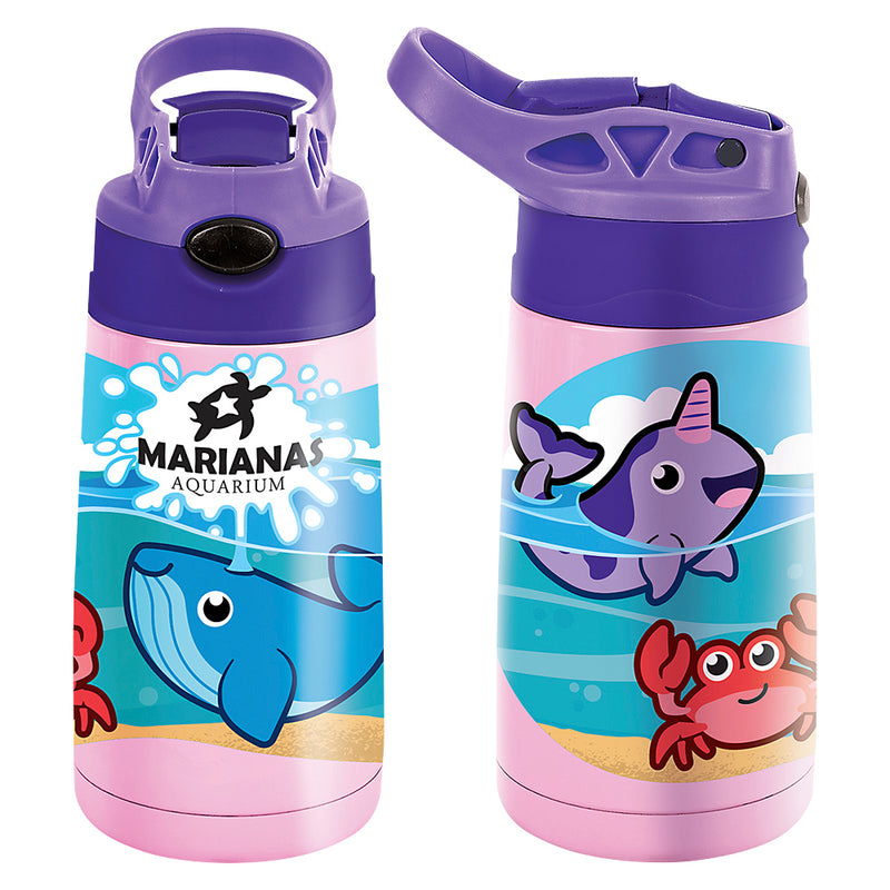 Pink Aquatic Pop-Straw Double Wall Sipper
