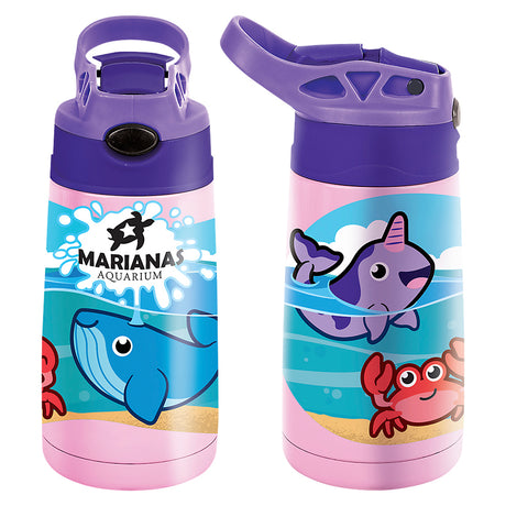 Pink Aquatic Pop-Straw Double Wall Sipper
