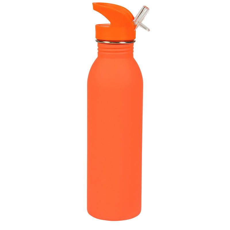 Stainless Steel Bottle 24oz Rubber Coated Neon Orange