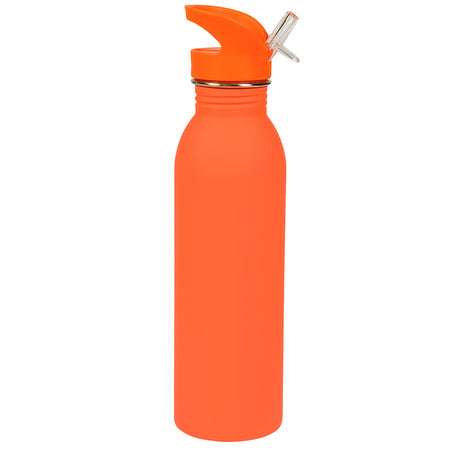 Stainless Steel Bottle 24oz Rubber Coated Neon Orange