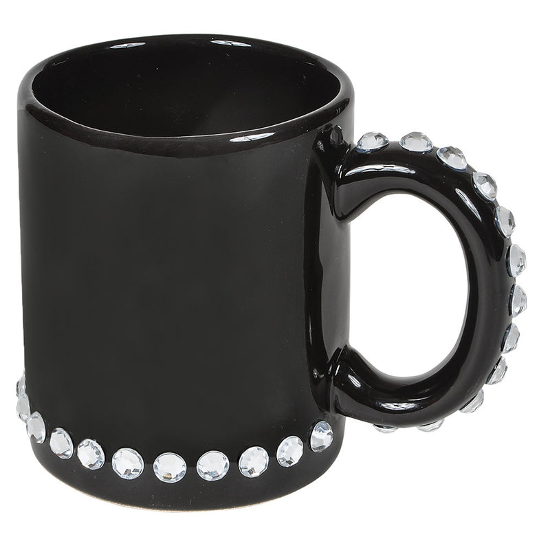 Ceramic Black Mug With Rhinestone
