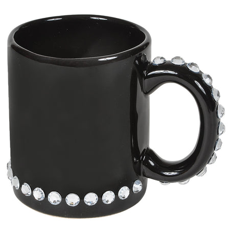 Ceramic Black Mug With Rhinestone