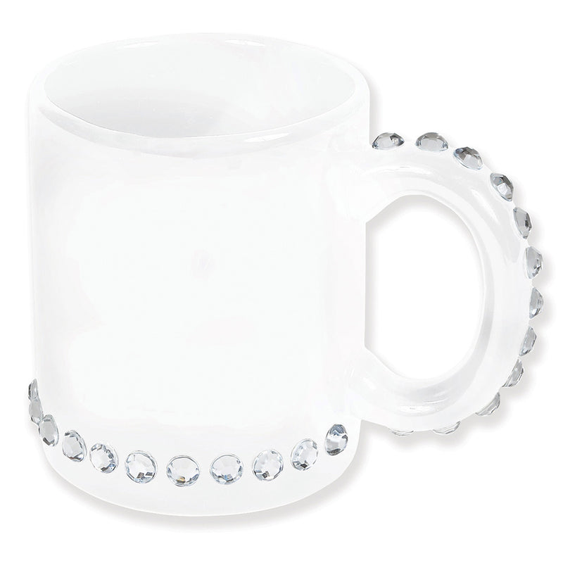 Ceramic White Mug With Rhinestone