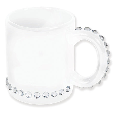 Ceramic White Mug With Rhinestone